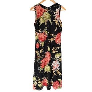 Talbots 100% Silk Floral Sleeveless Midi Dress Vibrant Whimsigoth P6 P8